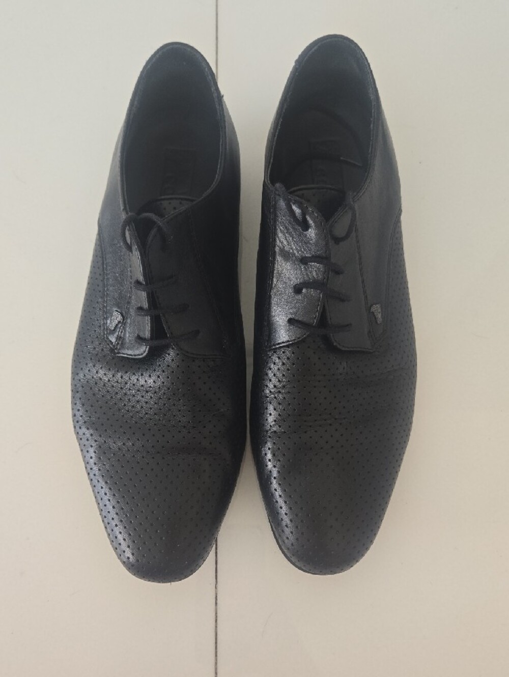 Versace Collection Black Leather Lace-Up Dress Shoe